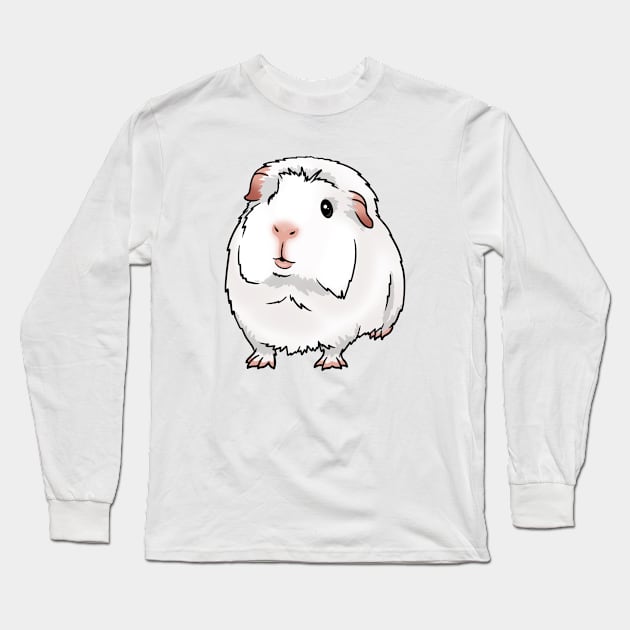 White Crested Guinea Pig Long Sleeve T-Shirt by Kats_guineapigs